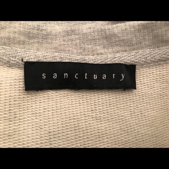 Sanctuary Sweatshirt, Gray and White, Tie on Side, Size Large (LA) - Picture 6 of 6